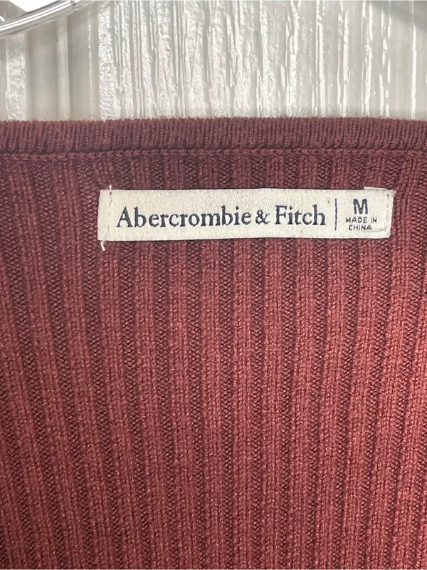 Abercrombie & Fitch Sz M Bodysuit Sweater Sweetheart Neckline Maroon - Image 4