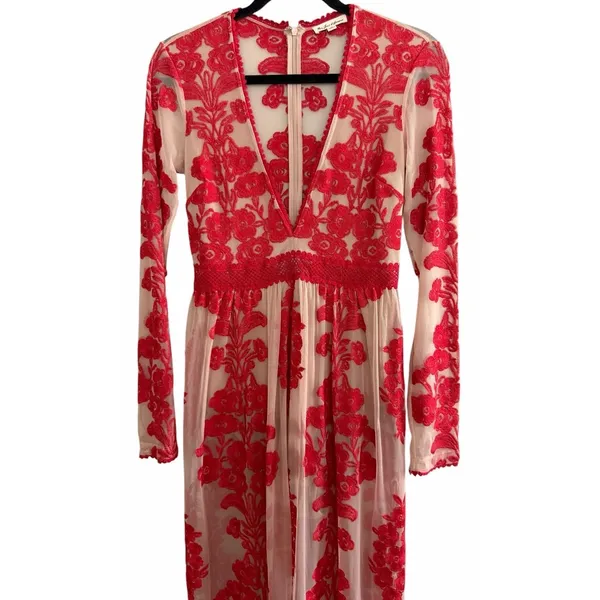 For Love‎ & Lemons Temecula Maxi Dress Red Floral Women's Size Medium - Image 5
