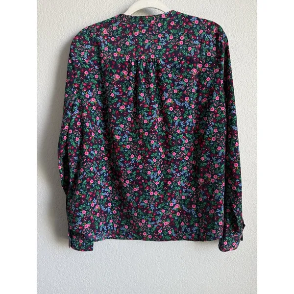 J.Crew Floral Popover Placket Blouse L Whimsygoth Cottagecore Dark Romantic Top - Image 6