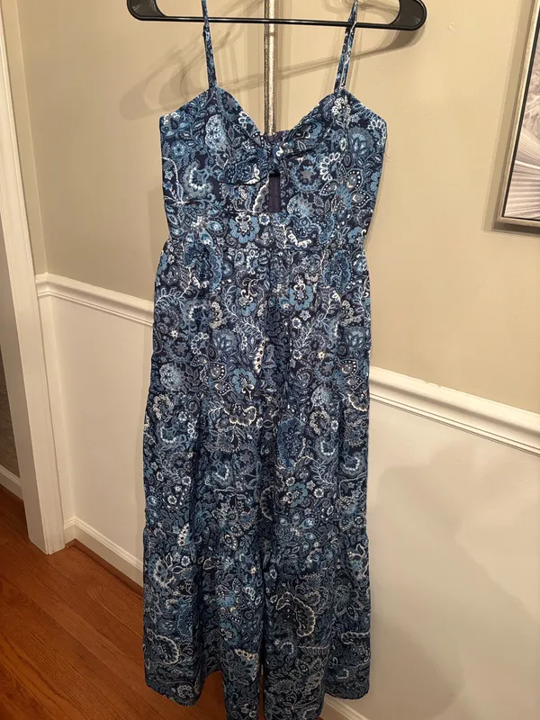 Trixxi Blue Paisley Tie-Front Maxi Dress with Spaghetti Straps - Image 2