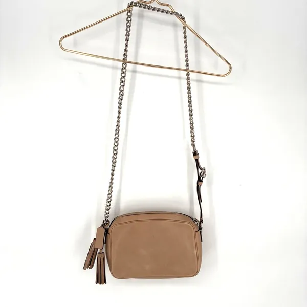 Coach Legacy Flight Bag Crossbody Tan Leather Chain Strap Tassel Purse - Image 3
