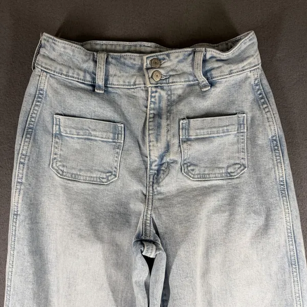 Old Navy Extra High-Rise Sky-Hi Wide Leg Jeans Womens 0 Blue Light Stretch Denim - Image 7