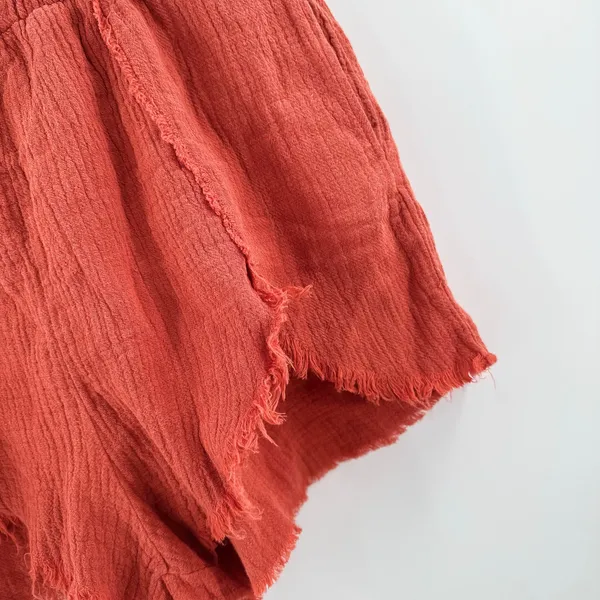 Blank NYC Shorts Size Medium Gauzy High Rise Rust Orange NWT Distressed Pullon - Image 9