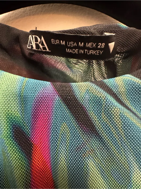 Zara Vibrant Abstract Midi Mesh Dress Multicolor - Image 7
