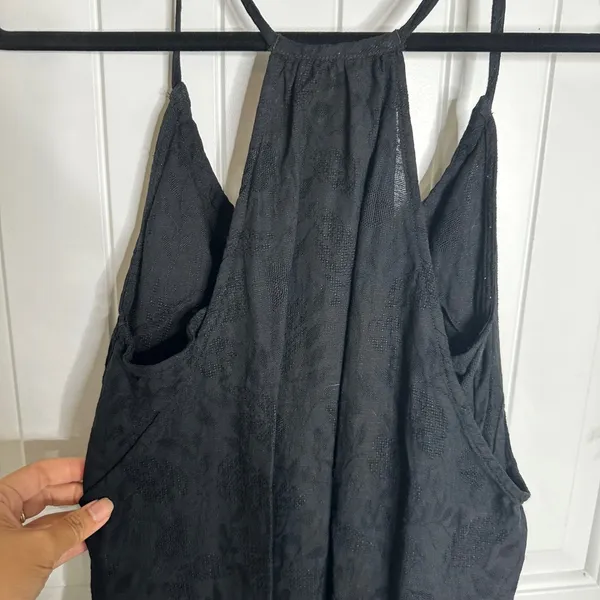 Anthropologie black linen maxi dress size XS ruffle oversize vacation minimalist - Image 9