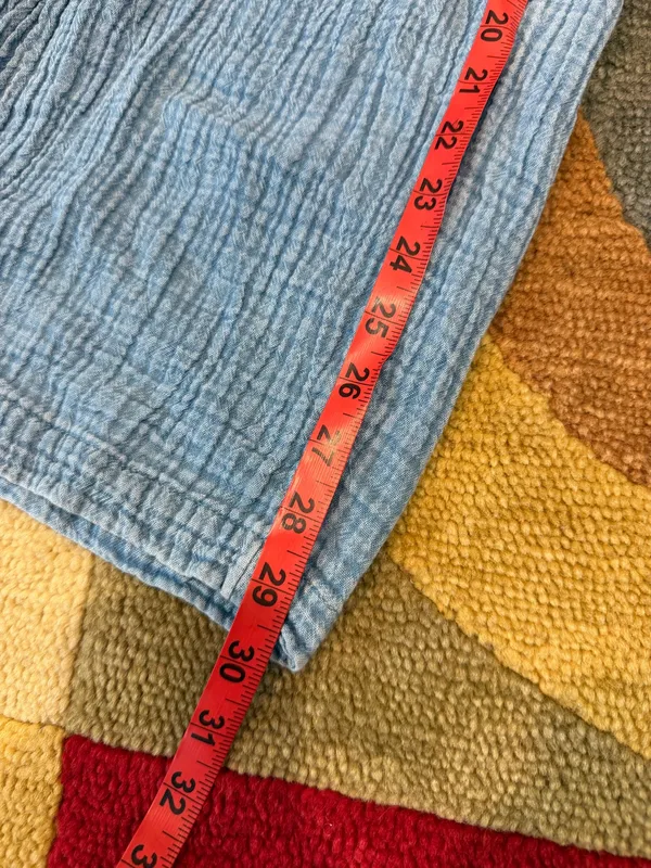 Aerie Blue Gauze High Waisted Wide Leg Pants Flowy Side Slits Coverup Size Small - Image 3