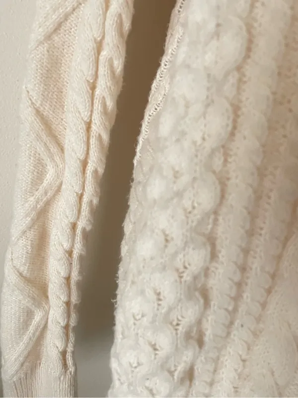 Aelfric Eden Chunky Cable Knit Oversized Fisherman Sweater Cream Medium - Image 5