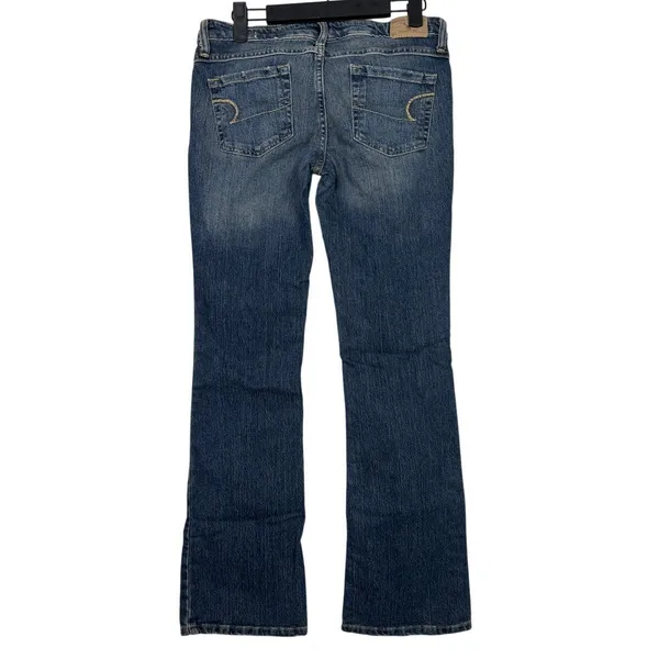 American Eagle Skinny Flare Bootcut Low Rise Full Length Jeans Stretch 4 Blue - Image 13
