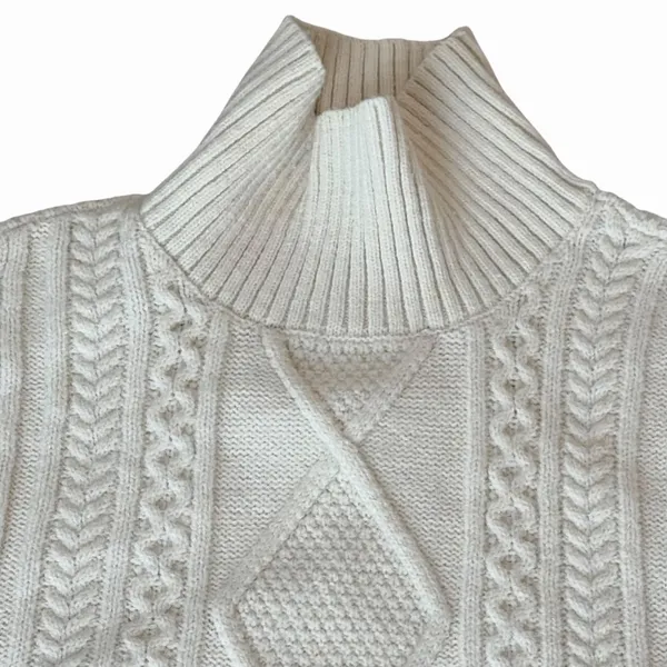 Vero Moda Women’s Sleeveless Cable Knit Sweater Turtleneck Cream Color Large - Image 2