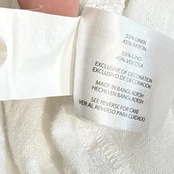 Orvis Linen White Beach Coastal Lagenlook Minimalist Blouse Size Medium - Image 8