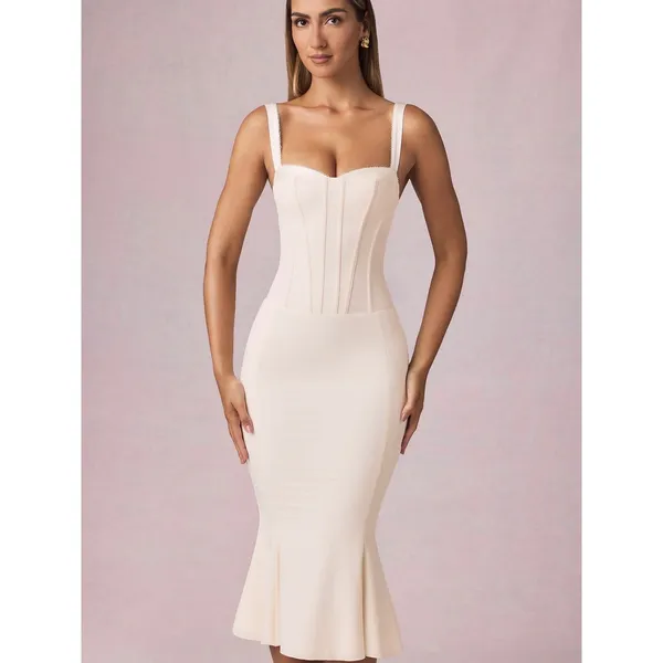 NWT Oh Polly Valentina Ivory Corset‎ Fishtail Midaxi Dress Size US 2 - Image 3