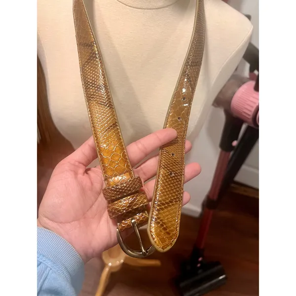 American Vintage Vintage Genuine Snakeskin Leather Belt Brown Python S/M 29–33” - Image 10
