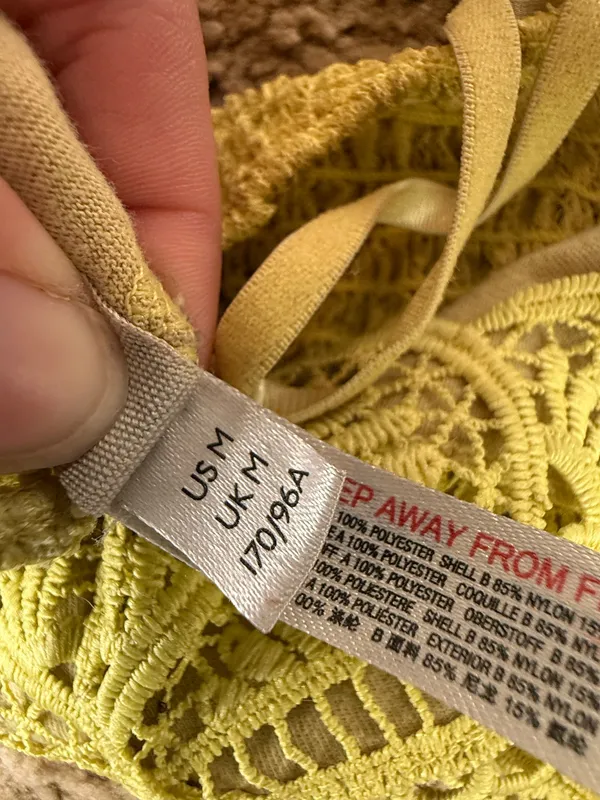 Free People Yellow Crochet Lace Bralette Crop Top Size Medium - Image 4
