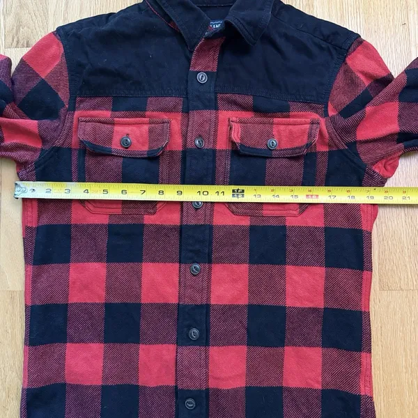 American Eagle AE Unisex Flannel Plaid Button-Down Long Sleeve Shacket Size S - Image 6