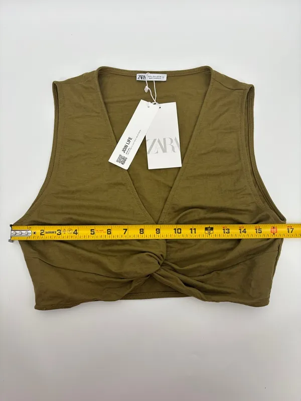 Zara Olive Twist-Front Crop Tank - Image 5