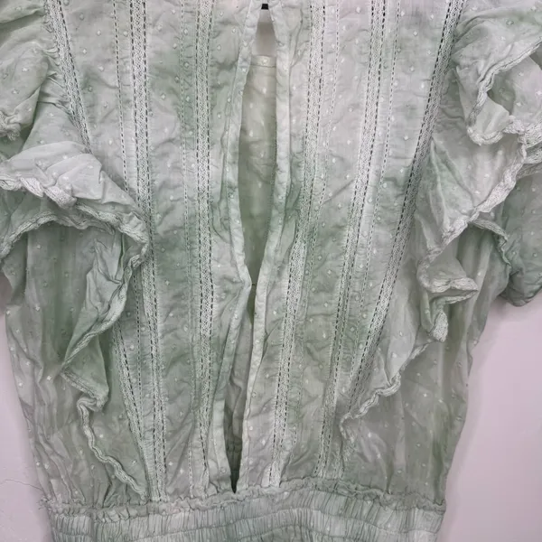 LoveShackFancy Natasha Dress in Moss Green Hand Dye Size Medium 100% Cotton - Image 6