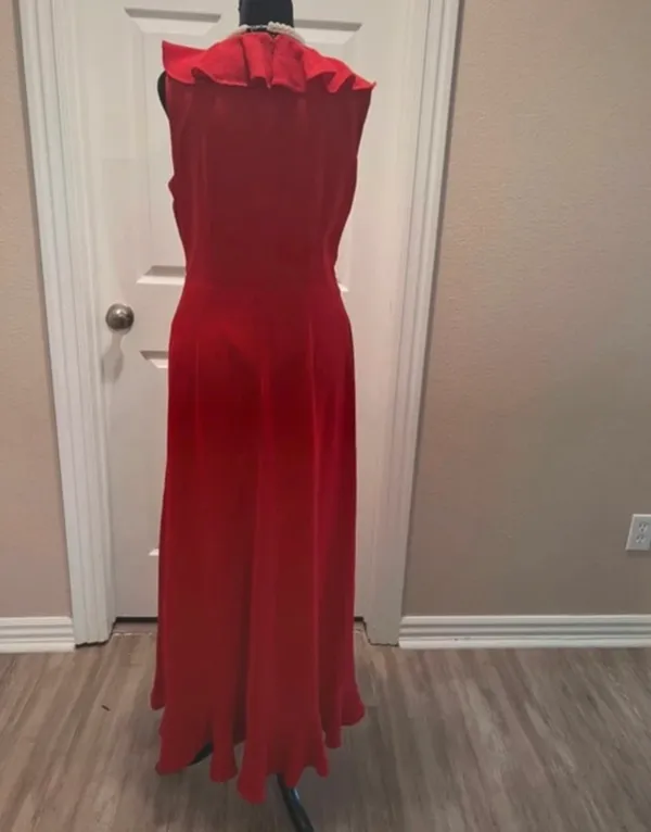 Fancy formal red evening wedding guest dress - Image 4