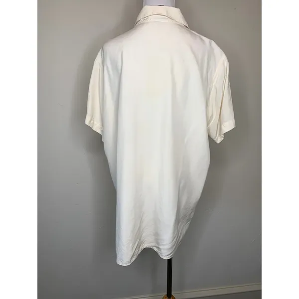 Cream Jacque & Koko Silk Short Sleeve Button Up Shirt Sz 18/20 - Image 2