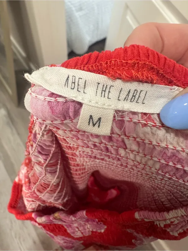 Abel The Label Anthropologie Floral Red & Pink Maci Dress‎ Medium - Image 4