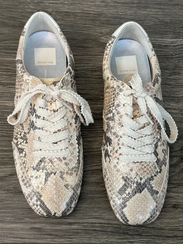 Dolce Vita Snakeskin Print Lace-Up Sneakers Size 7.5 - Image 7