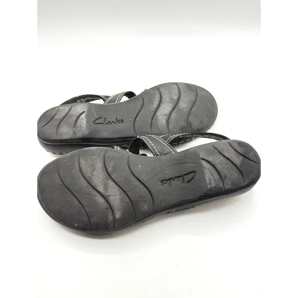 CLARKS Sandals Sz 9 Womens -‎ Black/Tan Leather Leisa Sling back Comfort - Image 5