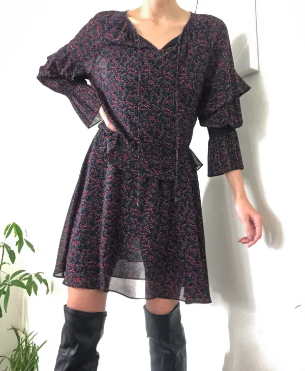 Revolve Holiday Print Ruffle Cinch Waist Mini Drszz - Image 2