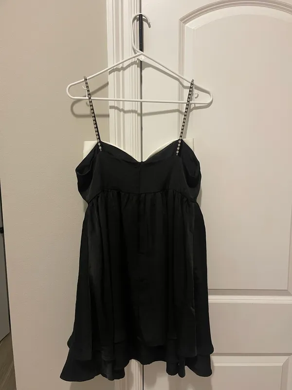 Altar'd State Stassia Black & White Satin Bow Dress - Image 4