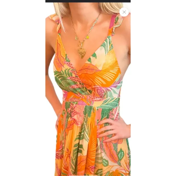 SKIES ARE BLUE Women's L Tropical Floral Maxi Dress Lined - Image 2
