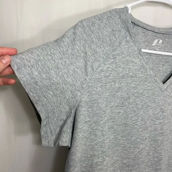 NWOT ProSpirit women’s gray v-neck short sleeve athletic top shirt stretch XL‎ - Image 2