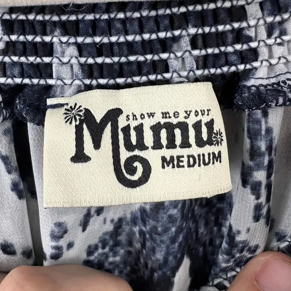 Show Me Your Mumu Romper Womens Medium Blue White Great Snakeskin Rosarita - Image 4