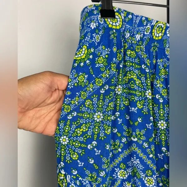 Scoop Blue Yellow Floral‎ Printed Tiered Maxi Skirt - Image 7