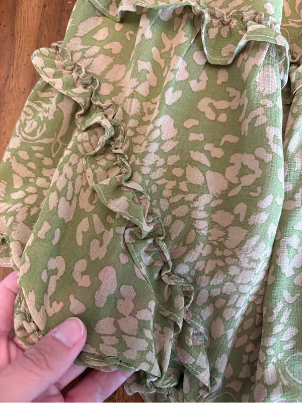 Urban Outfitters Green and Tan Lined Mini Skirt - Image 4