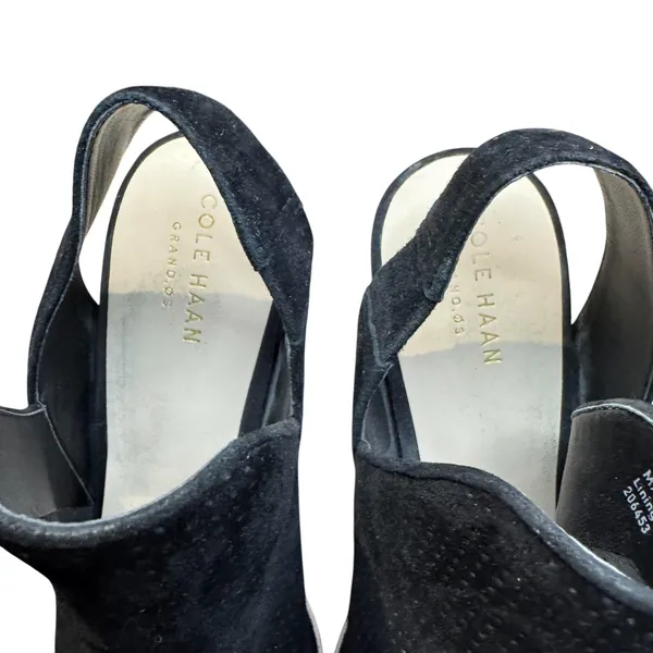 Cole Haan Shoes Womens Size 8 Black Suede Slingback Sandals‎ Block Heel Grand OS - Image 3