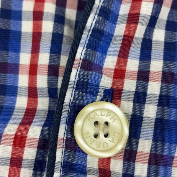 Polo Ralph Lauren Pajama Shirt Mens Large Red Blue Check Cotton Sleepwear - Image 6