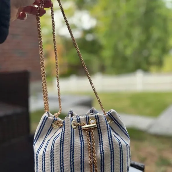 Blue striped mini shoulder bag - Image 2