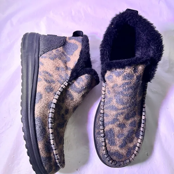 Hey Dude Leopard Print Slip-On Slipper in Brown and Black - Image 6
