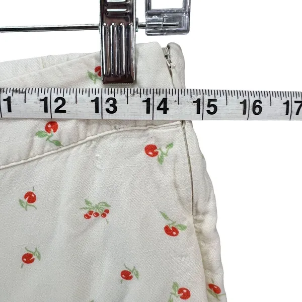 Anthropologie Feather Bone Wide Leg Talise Pants 4 Cream‎ Red Fruit Print Crop - Image 8
