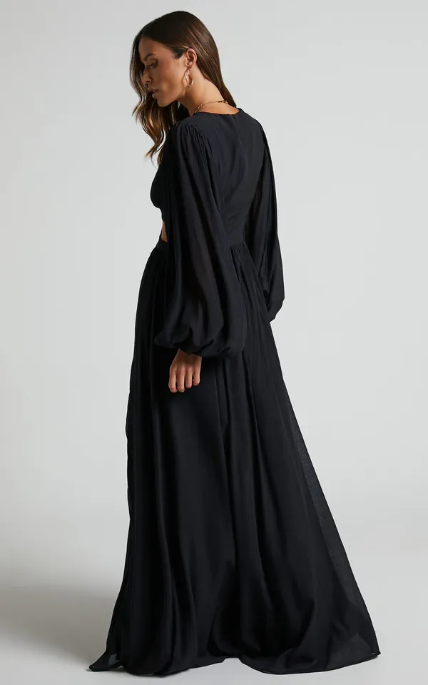 New Showpo Paige Maxi Dress Side Cut Out Balloon Sleeve Dress -Large MSRP $119 - Image 8