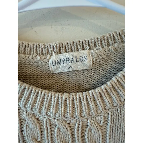 Omphalos Cable Knit Sweater Vest Beige 100% Cotton Women's Size Medium Y2k - Image 4