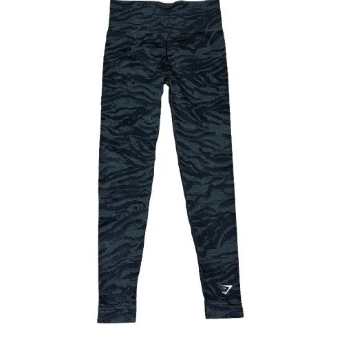 Gymshark Adapt Animal Print Seamless Leggings Black Workout‎ Athleisure Size XS - Image 4
