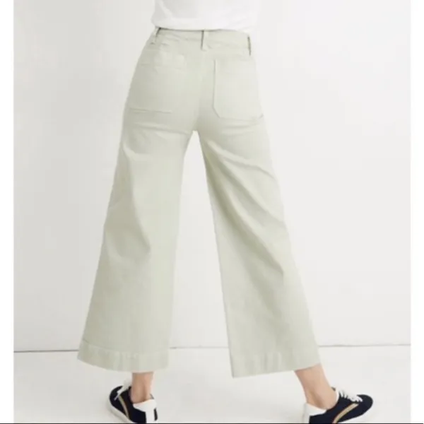 Madewell high rise crop jean wide leg light green size‎ 24 - Image 3
