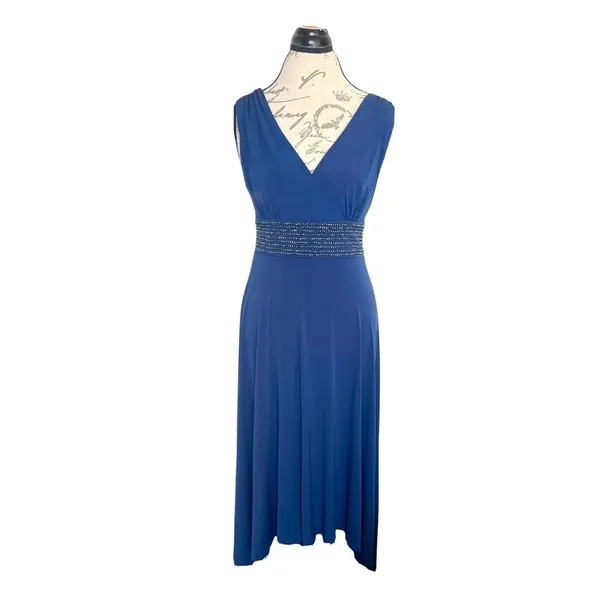 AGB Dress Sz 6 Blue Rhinestones Festival Evening Party Elegant Cocktail Retro - Image 2