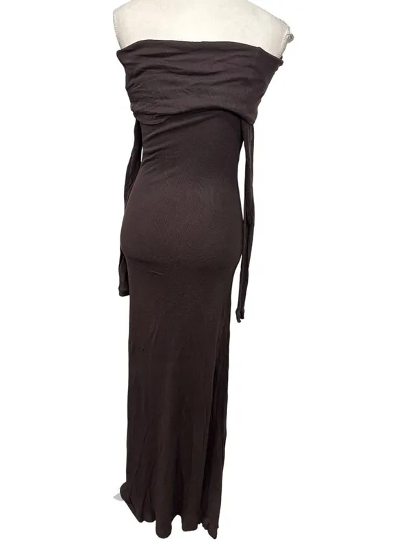 By Malene Birger Jytte Off The Shoulder Dress in Brown XSmall Womens Maxi Gown M - Image 8