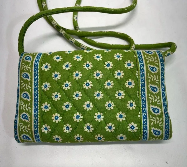 Vera Bradley Floral Green/Blue Crossbody Bag 7” X 5” PREOWNED - Image 2