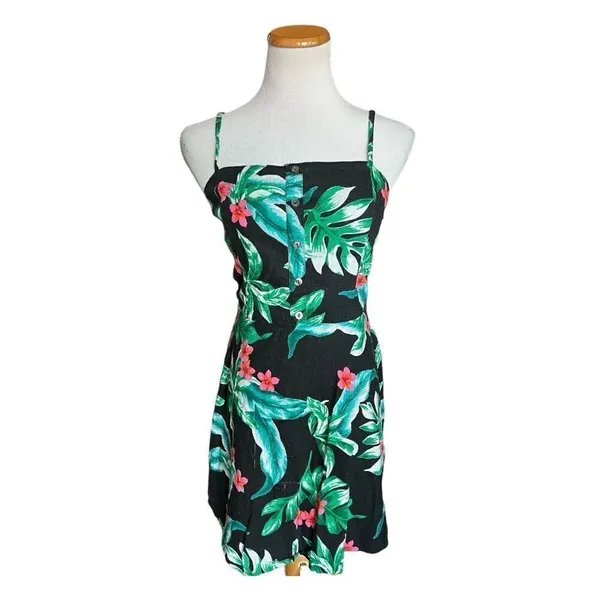 Womens Hollister Tropical Palm Print Sleeveless Dress - Sz M - Image 4