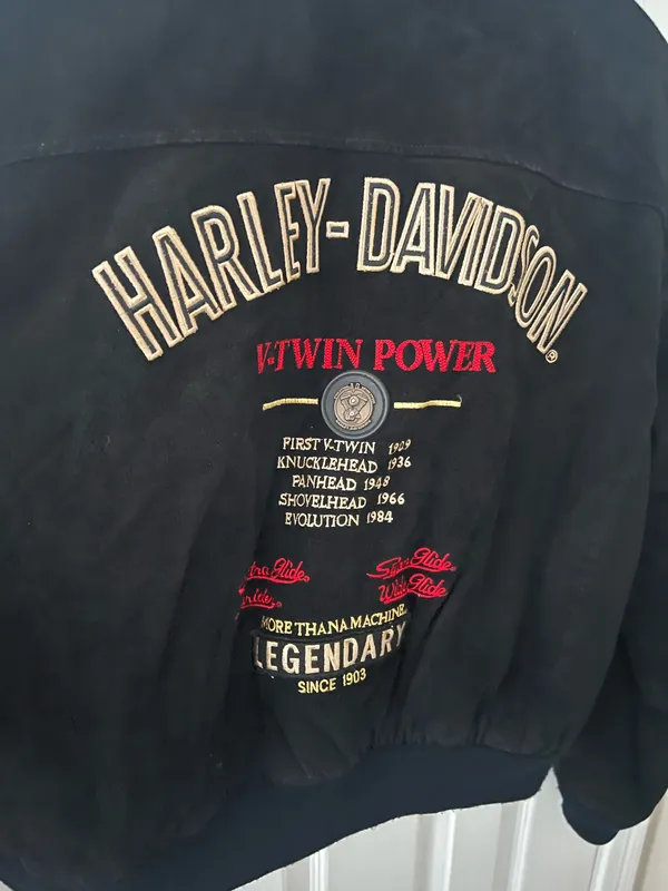 Black suede vintage Harley Davidson jacket  - Image 2