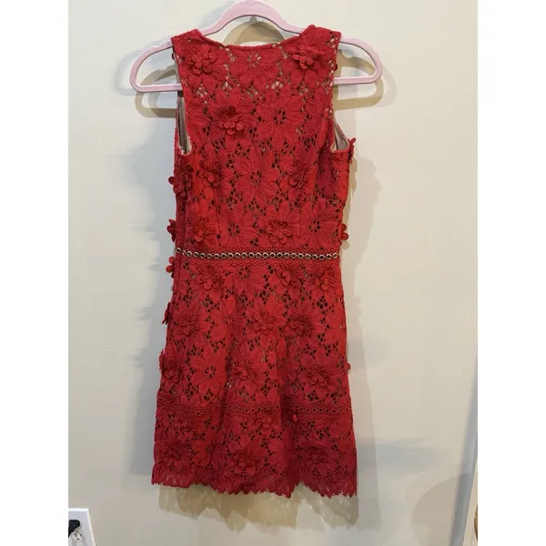 MICHAEL Michael Kors Floral‎ Appliqué Lace Dress 3D Party Cocktail Coquette Twee - Image 3