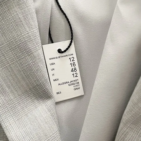 Elie Tahari Allegra Micro-Plaid One Button Jacket Blazer Gray Size 12 NWT - Image 10