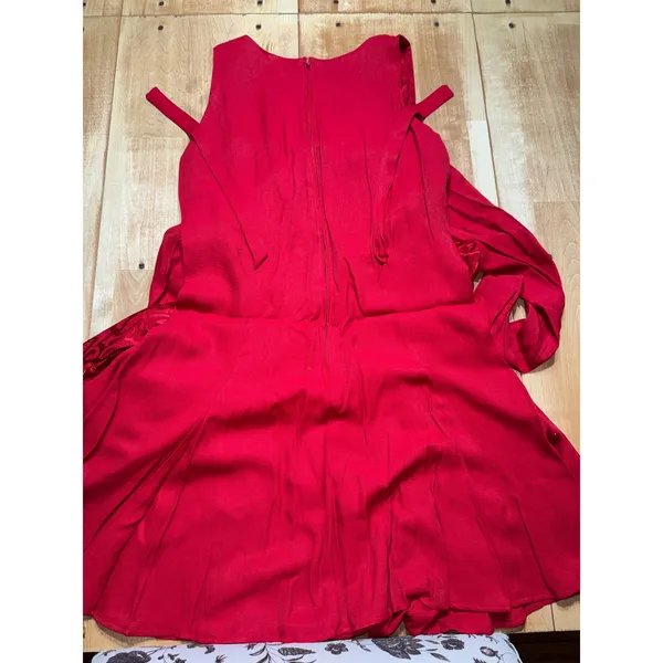 Vintage Maurices Red Jacquard Dress with Matching Cardigan Set‎ Size 9/10 - Image 6