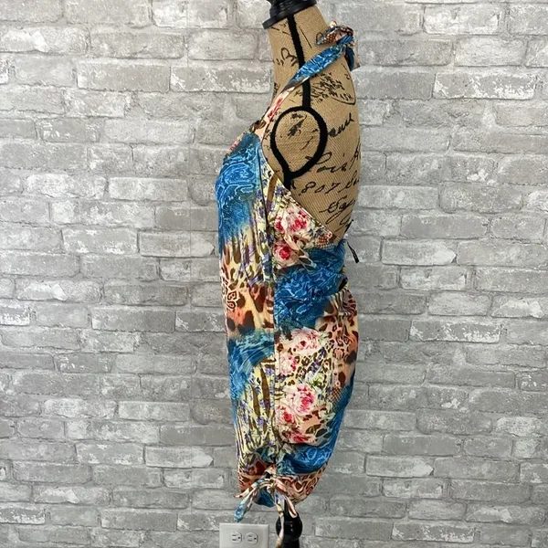 Reclaimed Vintage Mixed Print Halter Swim Dress - Image 2